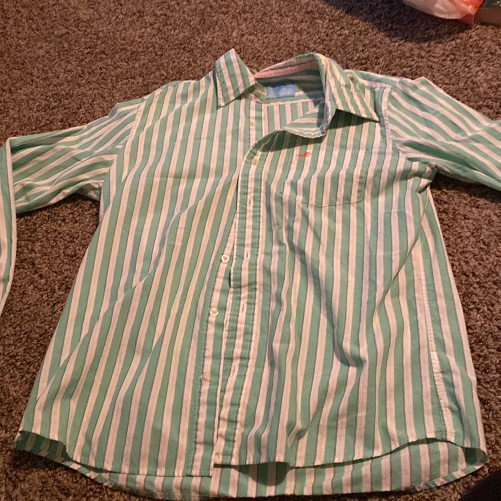 green striped hollister button down